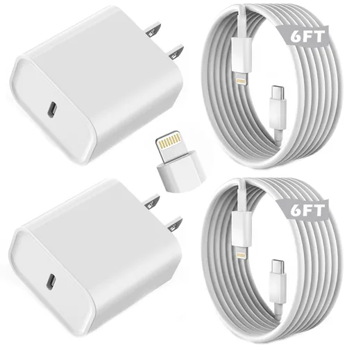 Vista 8 de Cargador rápido para iPhone, cargador de carga rápida para teléfono 14 Blanco-10FT