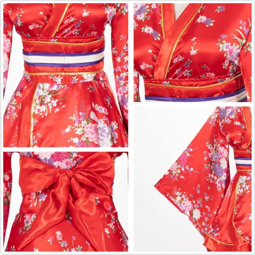 Vista 3 de Elibelle Juego de calcetines de seda plegables de seda para mujer, estilo kimono de anime japonés