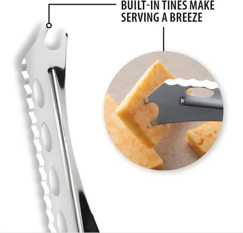 Vista 3 de Rada Cuchillo de queso para cubiertos de resina de acero inoxidable con borde dentado, 9-5/8 pulgadas, mango negro