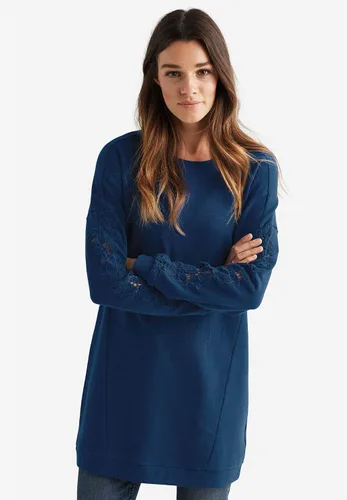 Vista 7 de ellos Sudadera tipo túnica con ribete de encaje para mujer de talla grande
