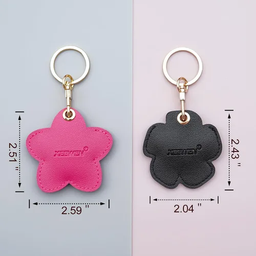 Vista 3 de Paquete de 2 llaveros ocultos para Airtag 2nd & 1st - Linda funda de cuero para llavero para mujer, diseño de flores negras y rosas