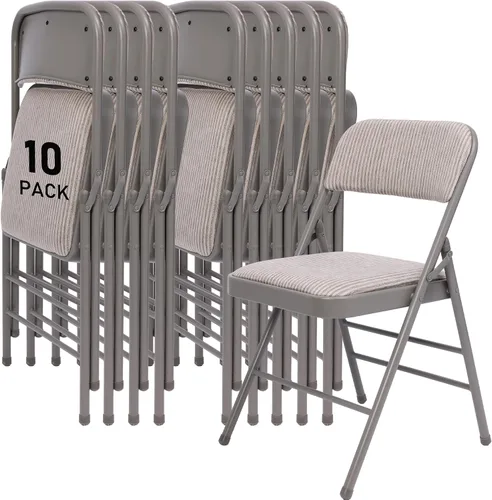 Vista 25 de SEALAMB Paquete de 4 sillas plegables con asiento cómodo, marco de metal resistente, sillas apilables portátiles para bodas, fiestas, oficina