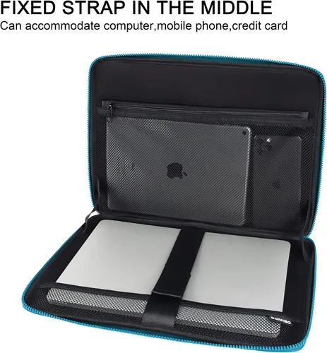 Vista 3 de DOMISO Funda para laptop de 14 pulgadas resistente a golpes e impermeable con asa, ligera, suave, EVA, estuche para tablet para laptops de Azul