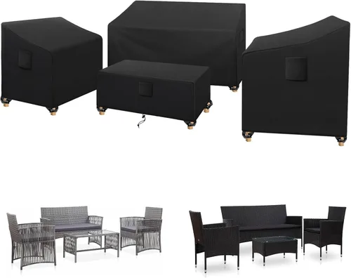 Vista 8 de SIRUITON - Funda impermeable para muebles de exterior, 4 piezas Fundas para muebles de patio, fundas para muebles de patio, 210D, tela resistente