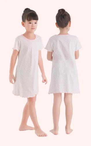 Vista 2 de BANGSAUR Conjunto de vestido de algodón para niña, vestido de princesa con estampado de corazón, 2 unidades, vestido casual para niña de 3 a 12 años