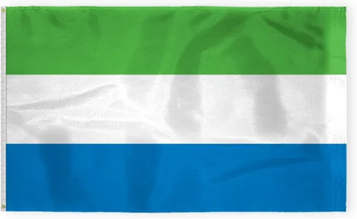 Vista 6 de AGAS - Bandera para automóvil de Sierra Leona de 10.5 x 15 pulgadas, impresa de doble cara en tela de poliéster súper punto, doble costura, plástico