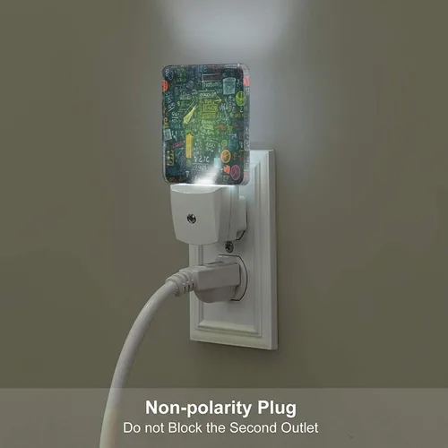 Vista 5 de Paquete de 2 luces LED de noche enchufables con preguntas matemáticas, luces nocturnas enchufables a la pared, lámpara de noche moderna con sensor