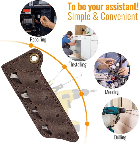 Vista 5 de KeyUnity KR00 Titanio EDC Palanca Destornillador y KA06 Funda de Cuero Tornillo Bit Organizador Bundle