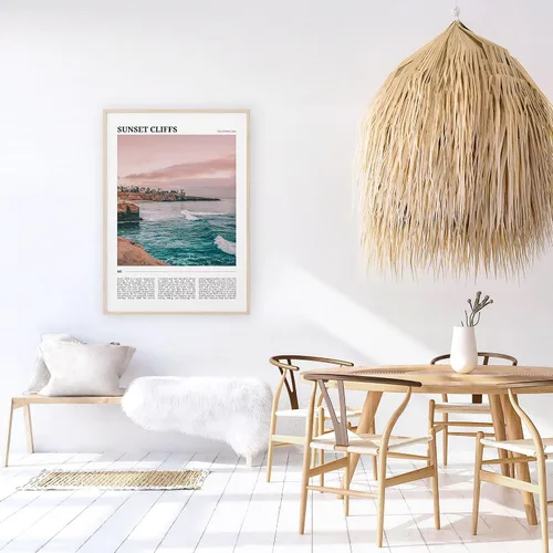 Vista 5 de Póster de viaje de Sunset Cliffs, arte de pared de acantilados al atardecer, impresión de póster de acantilados al atardecer, foto de acantilados al
