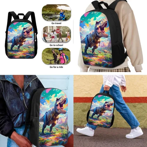Vista 20 de HUGS IDEA Juego de 3 bolsas escolares con aislamiento térmico para el almuerzo, estuche para lápices