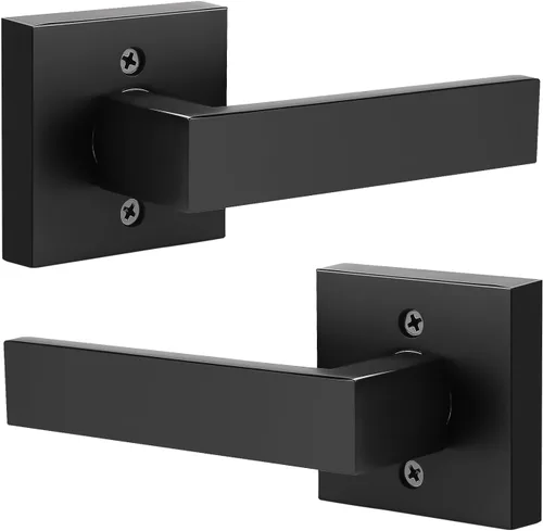 Vista 30 de KNOBWELL - Paquete de 1 manija para puerta delantera con llave y cerradura, manijas de palanca negras para puerta exterior, juego de cerradura
