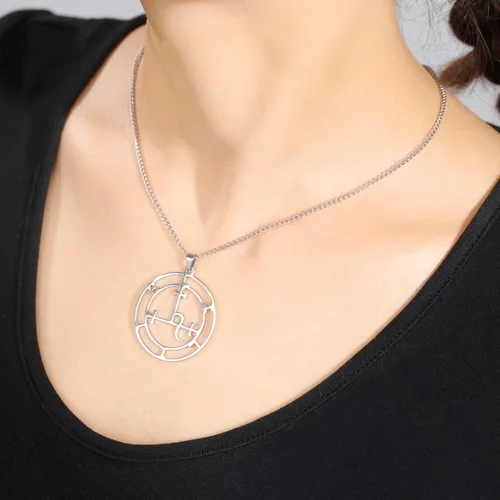 Vista 2 de EUEAVAN Sigil of Lilith Collar para mujeres y hombres Hécate gótico Lilith Diosa Sigil colgante Lucifer Signo mitología pagana joyería regalo