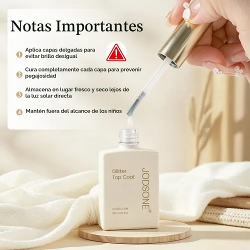 Vista 7 de JODSONE Capa superior de gel con purpurina, 0.6 fl oz, gel brillante que