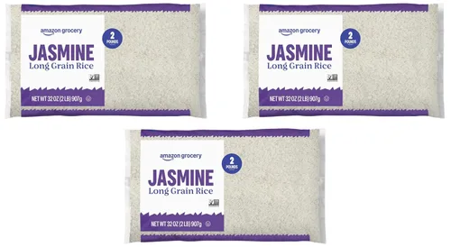 Vista 6 de Amazon Grocery, Arroz Jasmine de grano largo, 5 libras (anteriormente Happy Belly, el empaque puede variar)