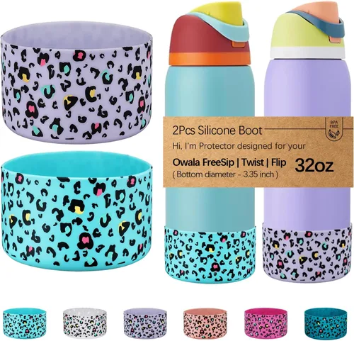 Vista 20 de WK IEASON 2 fundas de silicona para botella de agua Owala, base protectora para botella de agua Owala FreeSip Twist y Flip Flask accesorios para 3D