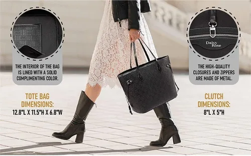 Vista 6 de Daisy Rose Bolso de viaje de hombro y embrague a juego de cuero vegano PU