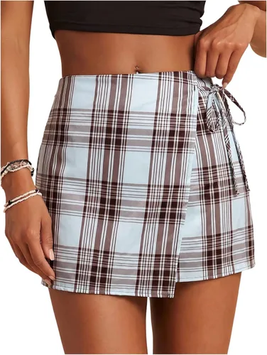 Vista 30 de SweatyRocks Mini faldas bohemias para mujer, pantalones cortos florales con Negro