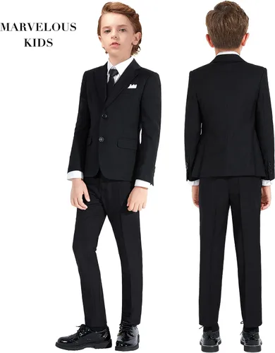 Vista 4 de Marvelous Kids Conjunto de traje formal para niños 5 piezas trajes ajustados de moda