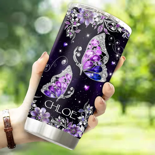Vista 3 de Regalo personalizado de mariposa para niñas, mamá, esposa, mujeres, adultos, amantes de las mariposas, tazas de café, botella de agua, taza