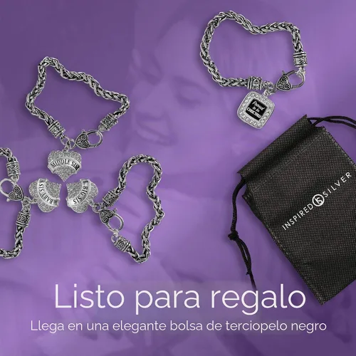 Vista 6 de Inspired Silver - Pulsera de plata con dije personalizado y circonitas cúbicas.