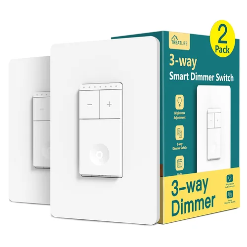Vista 10 de TREATLIFE Interruptor inteligente regulable de 3 vías, interruptor inteligente compatible con Alexa y Asistente de Google, interruptor de luz WiFi