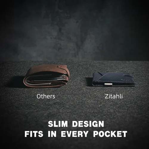 Vista 60 de Zitahli - Billeteras delgadas RFID para hombres, billetera de cuero flexible con clip de dinero, cartera minimalista con bolsillo frontal