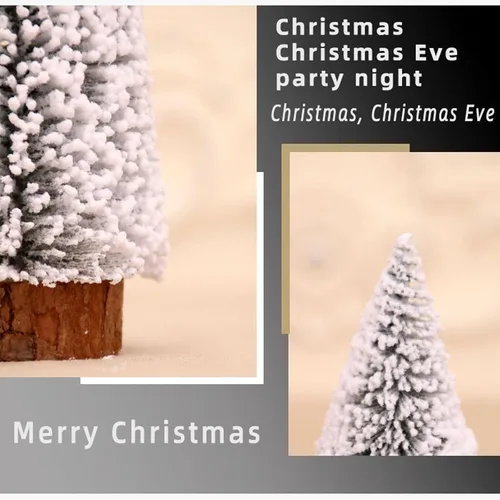 Vista 8 de 6 piezas de mini árboles de Navidad, cepillo para botellas, árboles de Navidad artificiales de pino esmerilado con base de madera para manualidades