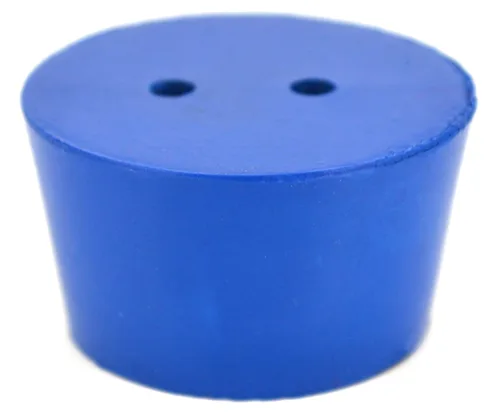 Vista 2 de EISCO Paquete de 10 tapones de neopreno, 2 agujeros, ASTM, adecuados para su uso con petróleo, aceites y la mayoría de ácidos y bases inorgánicos