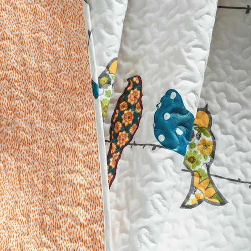 Vista 3 de Lush Decor Rowley Birds - Manta reversible de 50 pulgadas de ancho x 60 pulgadas de largo, manta múltiple para cama, manta de sofá, manta de granja