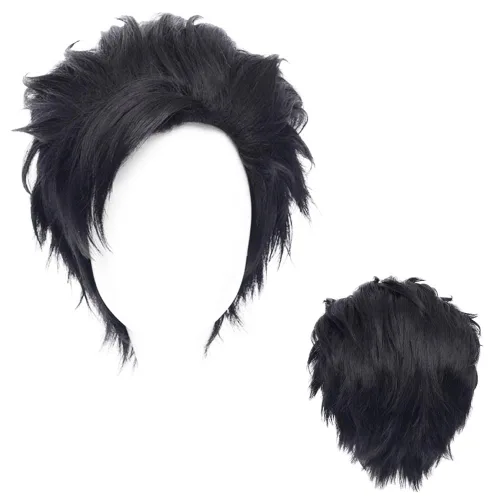 Vista 7 de Peluca corta de pelo sintético para hombre, color naranja