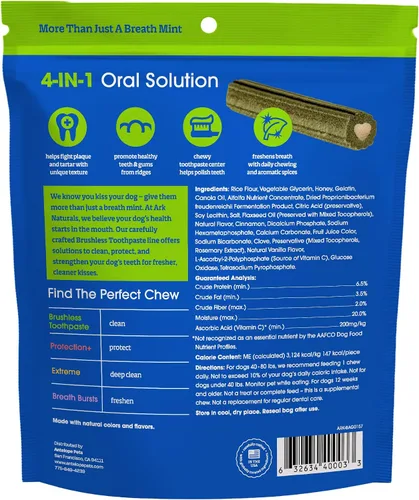 Vista 2 de ARK NATURALS Pasta de dientes sin escobillas, masticables dentales para perros para razas grandes, refresca el aliento, ayuda a reducir la placa