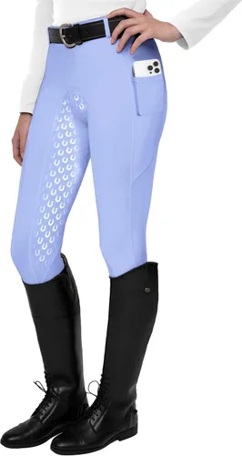 Vista 21 de FitsT4 Sports Mallas de Equitación de Asiento Completo para Mujer con Agarre de Silicona Activa Pantalones Ecuestres Albaricoque