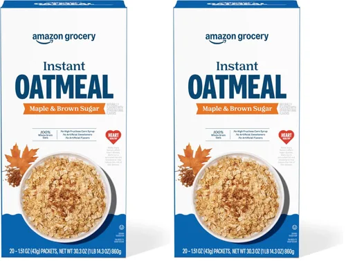 Vista 6 de Amazon Grocery, Avena instantánea de arce y azúcar morena, 1.51 onzas, 20
