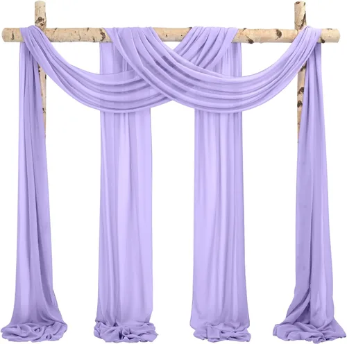 Vista 43 de Tela para Cubrir Arco de Boda, 4 Paneles 71 cm x 6,1 m Telas para Arco de Boda Azul Bebé para Ceremonia, Telas de Gasa para Decoración de Arco