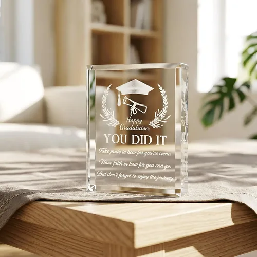 Vista 2 de YWHL Regalos de graduación para él o ella, regalos inspiradores para graduados de la clase de 2025, recuerdo de graduación de cristal grabado