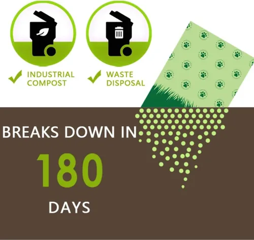 Vista 2 de Bolsas biodegradables para excrementos de perro, 100% compostables certificadas, 13 x 9 pulgadas, sin plástico, respetuosas con el medio ambiente, a