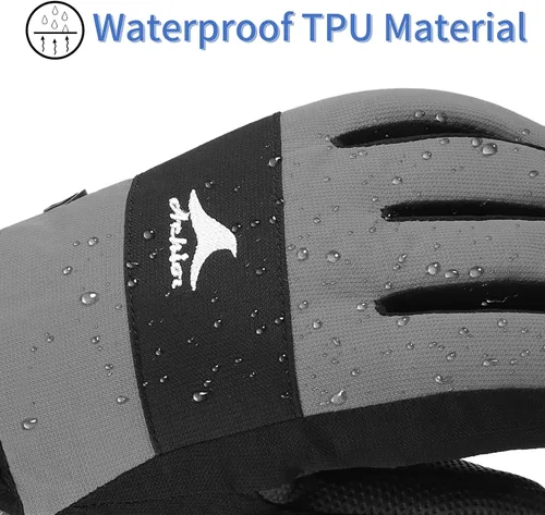 Vista 3 de Achiou Guantes de esquí para niños, guantes de nieve impermeables de invierno para niños, guantes de snowboard cálidos para pantalla táctil