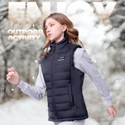 Vista 7 de SNOW LEOPARD Chaleco térmico para mujer con batería, ligero, calentamiento de invierno, lavable, ajuste delgado para esquí, caza