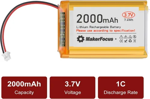 Vista 7 de 4pcs 3.7V 2000mAh 7.4Wh batería de polímero de litio 1S 103450 LiPo batería recargable con placa de protección y enchufe JST 1.25 para placa