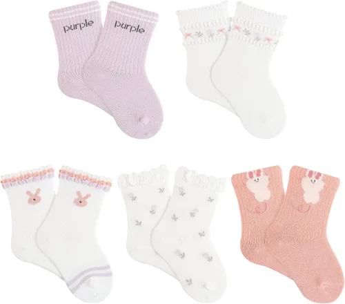 Vista 7 de Calcetines suaves y cómodos a media pantorrilla para bebés y niños pequeños, paquete de 5, unisex, perfectos para edades de 0 a 5 años