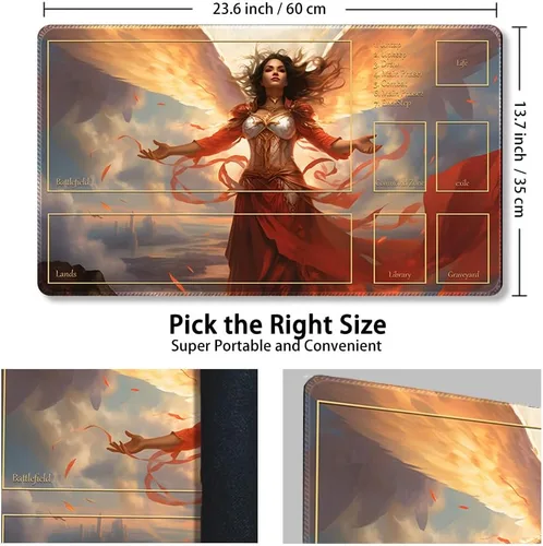 Vista 2 de Tapete de juego MTG cosido de alta calidad con zonas y parte trasera de goma antideslizante, tapete de juego TCG para MTG y otros juegos de cartas