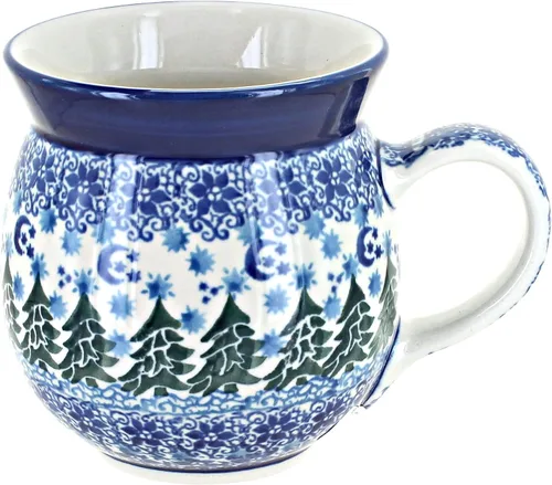 Vista 20 de Blue Rose Polish Pottery - Blue Alyce Bubble Mug - 16 oz - Unique Shape Mug for Coffee & Tea