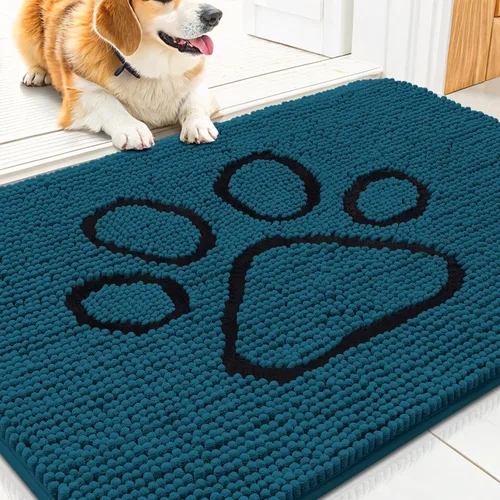 Vista 175 de Smiry Tapete para puerta de perro para patas fangosas, absorbente y Gris y negro