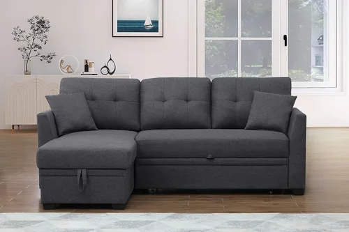 Vista 4 de Alexent Sofá cama con cama extraíble, diván de almacenamiento, sofá seccional pequeño, sofá de sala de estar, sofá reversible de 3 plazas para sala