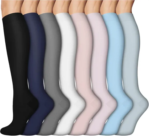 Vista 8 de ACTINPUT 8 Pares de Calcetines de Compresión para Mujeres y Hombres, Medias de Compresión de Soporte para Médico, Correr, Atletismo