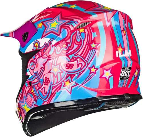 Vista 22 de ILM Casco de cara completa para motocicleta, motocross y cuatrimoto para niños y jóvenes, aprobado por el Departamento de Transporte de Estados