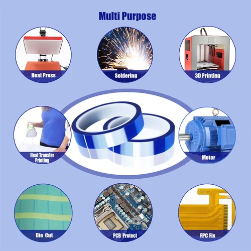 Vista 7 de MEBMIK 2 rollos de 20 mm x 33 m (108 pies) Cinta térmica azul de alta temperatura, cinta resistente al calor, cinta de transferencia de calor