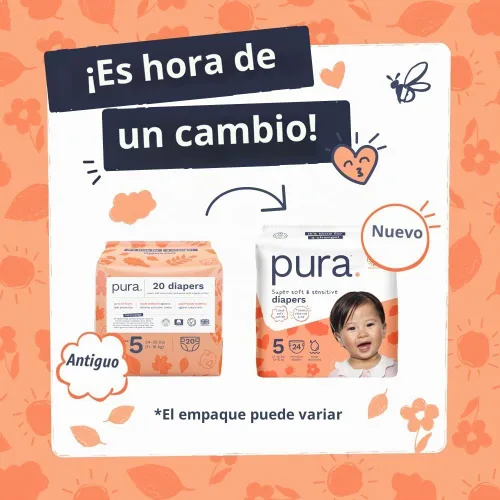 Vista 4 de Pura Pañales para bebé talla 5 (27-35 libras) 48 unidades de piel sensible