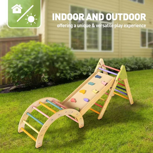 Vista 7 de LOL-FUN Pikler - Juego de triángulos con tobogán para niños pequeños de 1 a 3 años, juguetes de escalada Montessori para niños de 1 año, juego