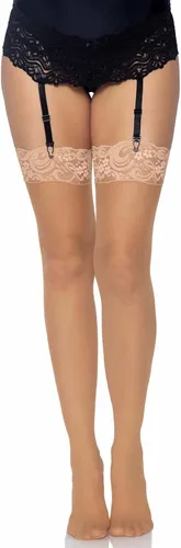 Vista 3 de Leg Avenue Women's Nylon Sheer Stockings with Lace Top